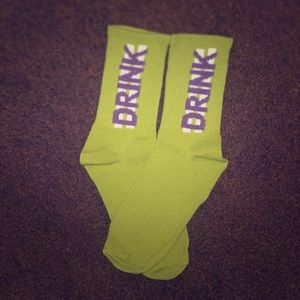 Nice Comfy Green And Purple “Drink” Socks